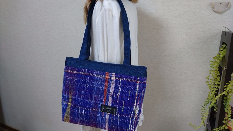 売り切れました❗さをり織りと帯のコラボバッグ